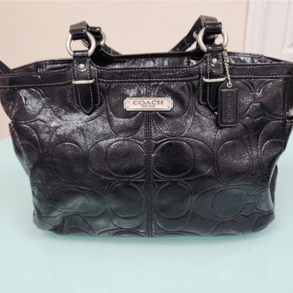 Coach Black Embossed Tote Bag